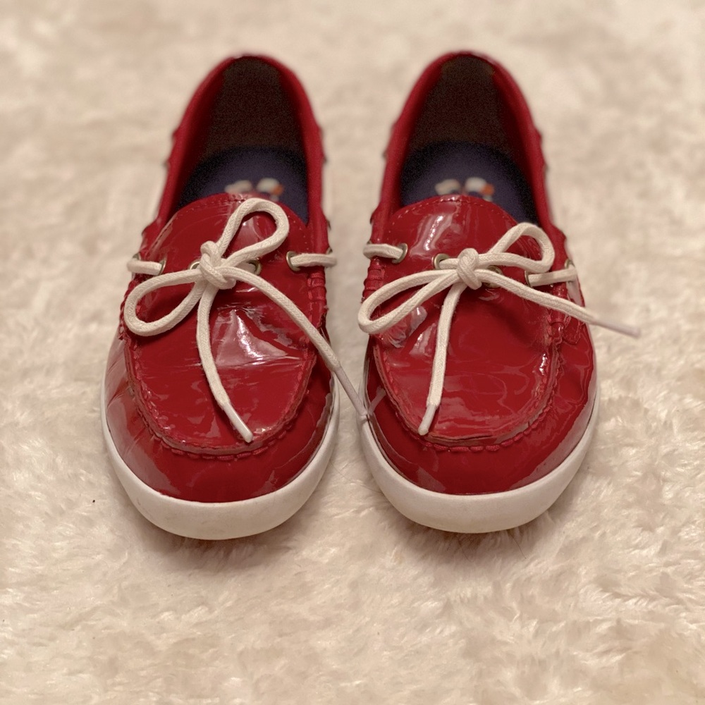 Red Patent Leather Cole Haan Loafers